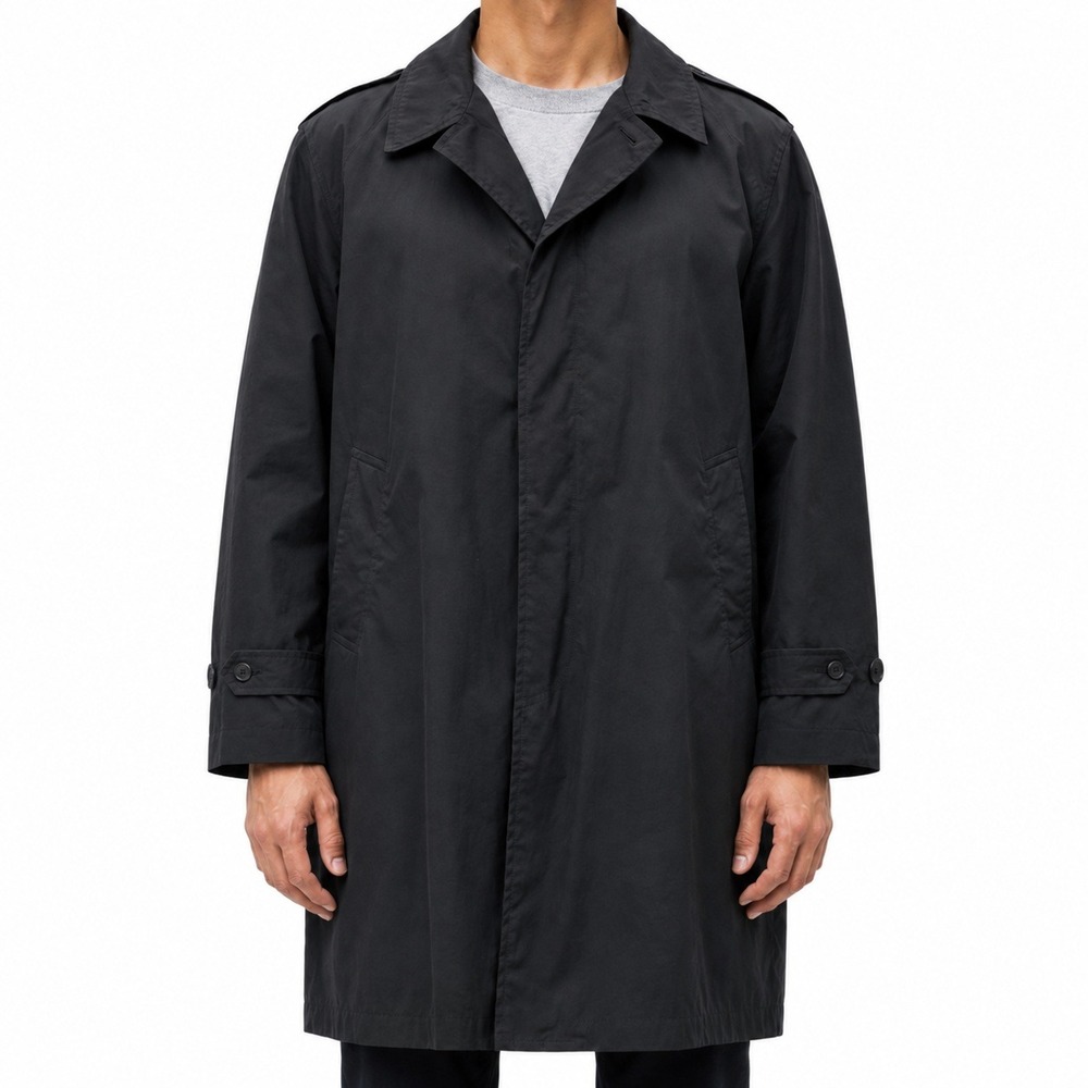 Centre Mfg Coat Men 50R Black Military Trench Removable Faux Fur Liner Overcoat